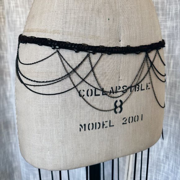 Unisex Handmade Macrame Leather and Draped Chain Belt / Necklace OOAK main image 11